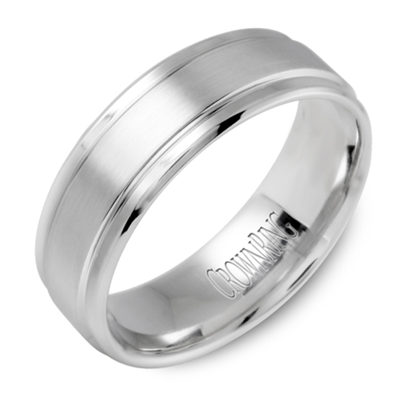 14K White Gold 7mm Satin Finish Wedding Band