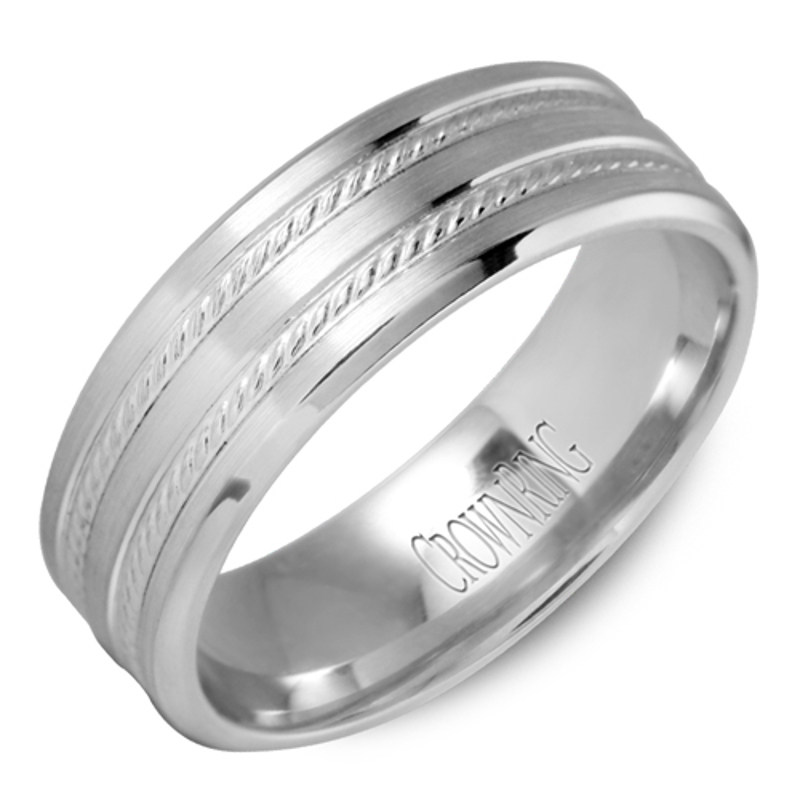 14K White Gold 7mm Double Braided Wedding Band