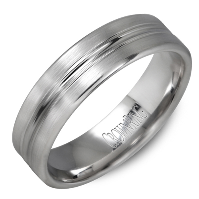 14K White Gold 6mm Subtle Concave Wedding Band