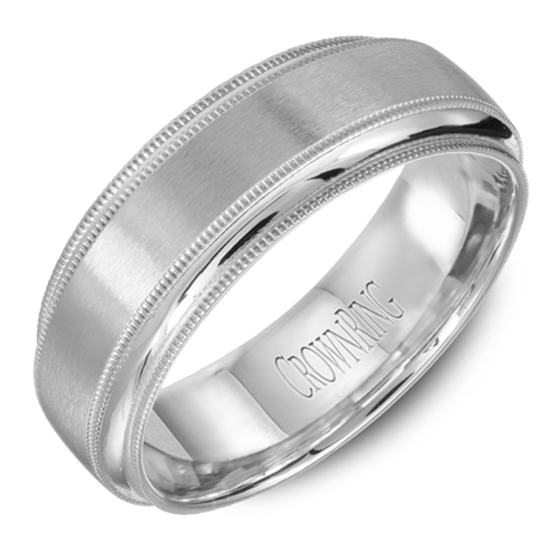 14K White and Yellow Gold 7mm Wedding Band