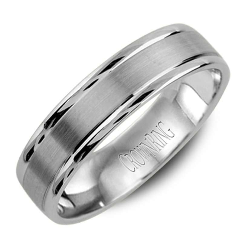 14K White Gold 5.5mm Brushed Wedding Band