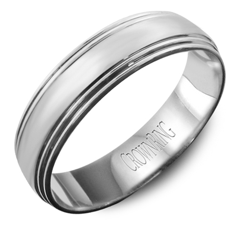 14K White Gold Double Bevel 5.5mm Wedding Band