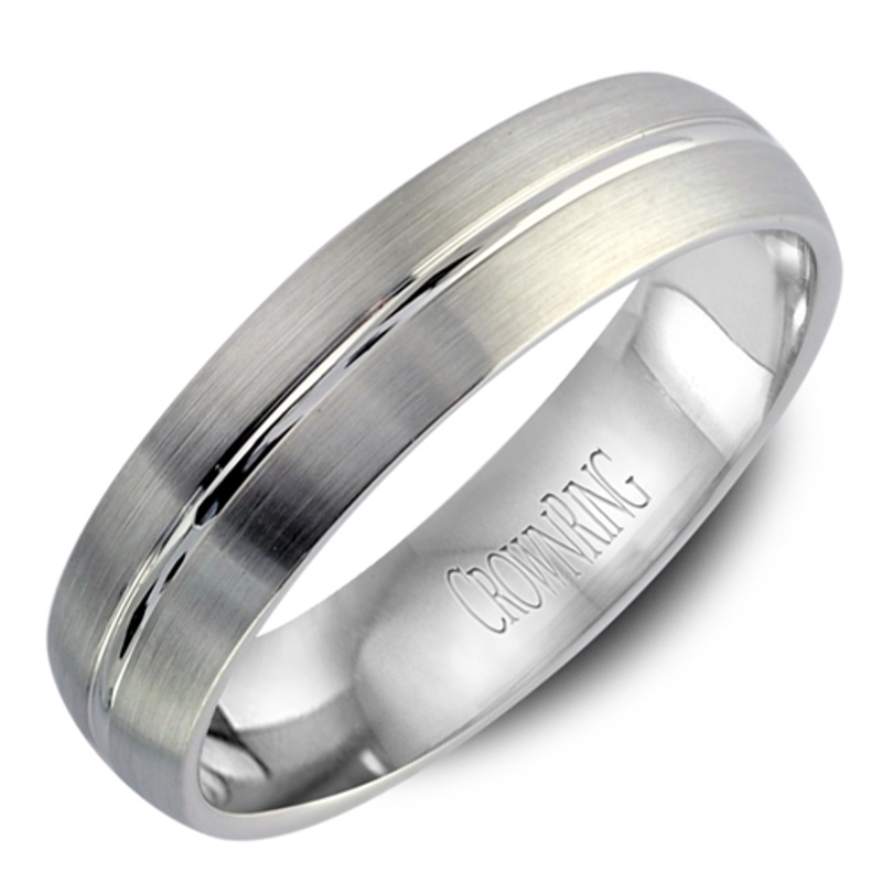 14K White Gold Brushed Finish 5.5mm Wedding Band