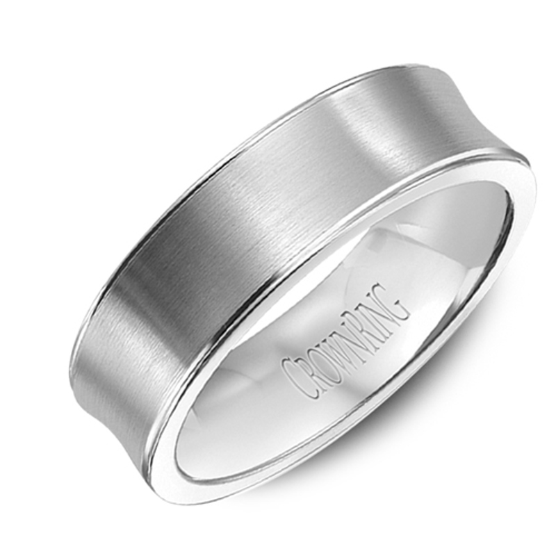 14K White Gold Brushed 7.5mm Wedding Band