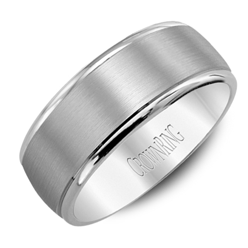 14K White Gold 7mm Brushed Finish Wedding Band