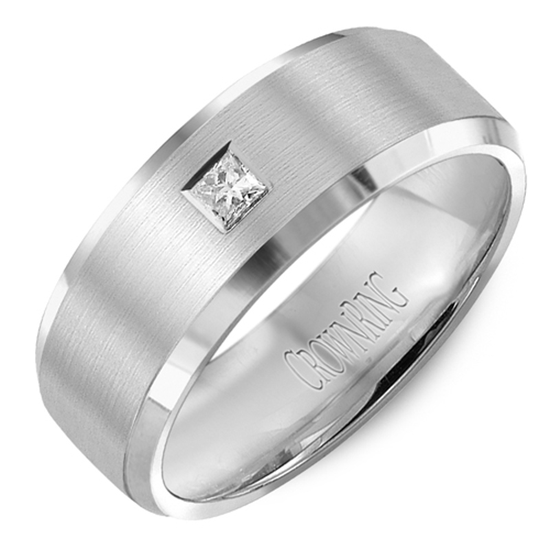 14K White Gold Diamond 7mm Wedding Band