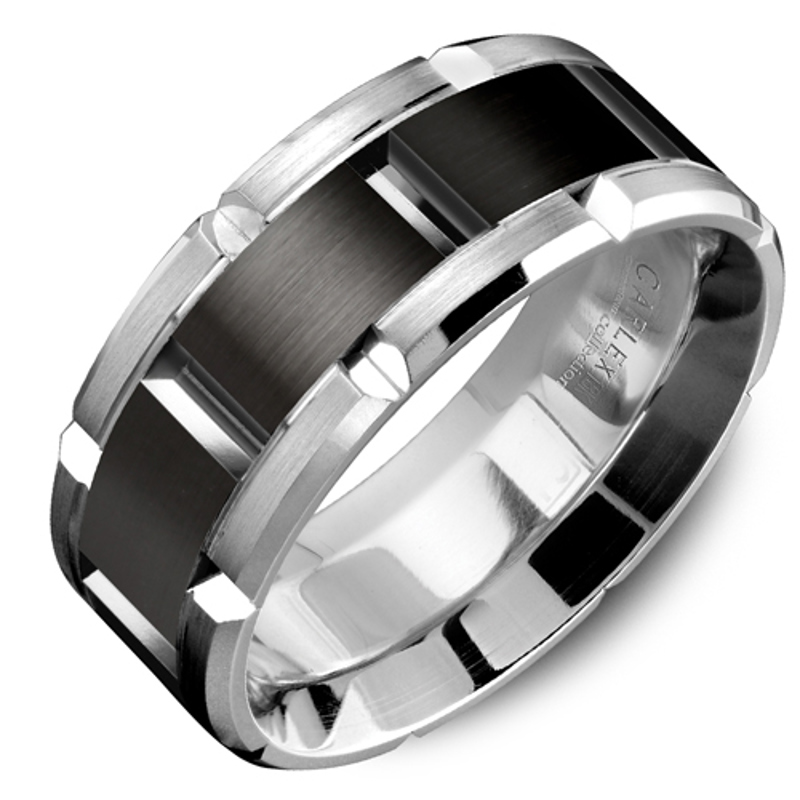 18K White Gold and Black Cobalt 9mm Wedding Band
