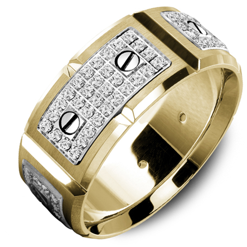 18K Two-Tone Gold Diamond 9.5mm Wedding Band