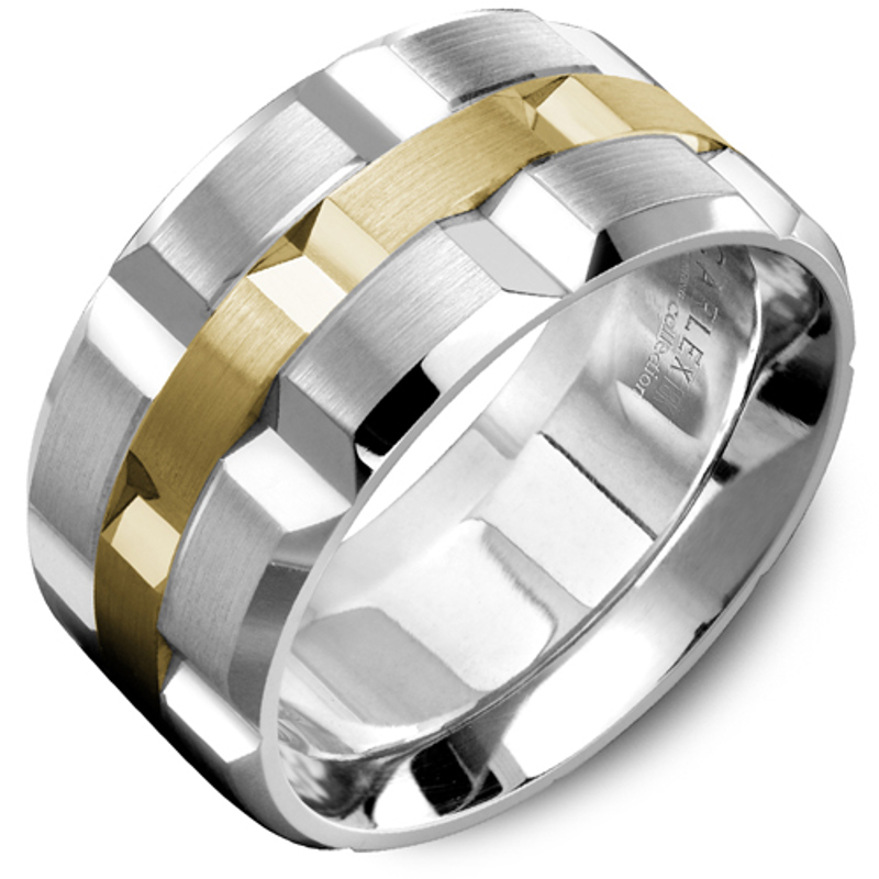 18K Two-Tone Triple Row 11mm Wedding Band
