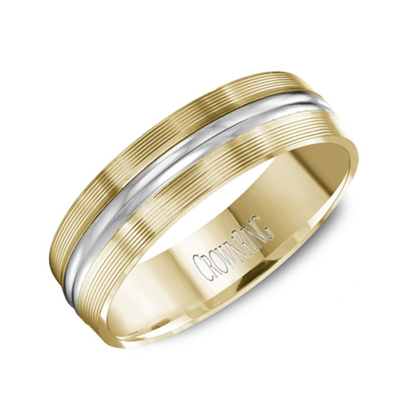 14K Yellow and White Gold 6mm Wedding Band
