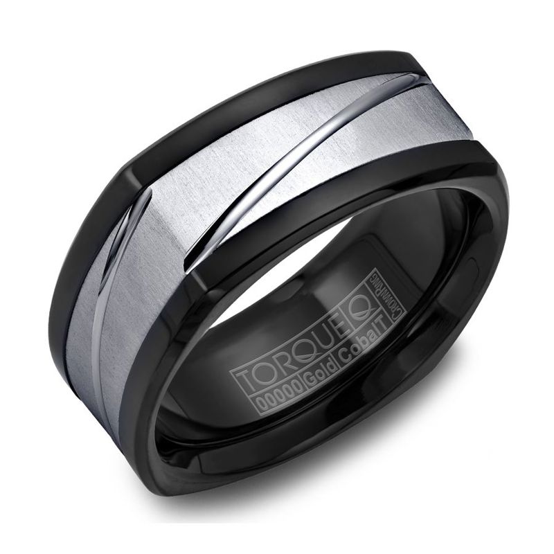 Black Cobalt and 14K White Gold 9mm Band