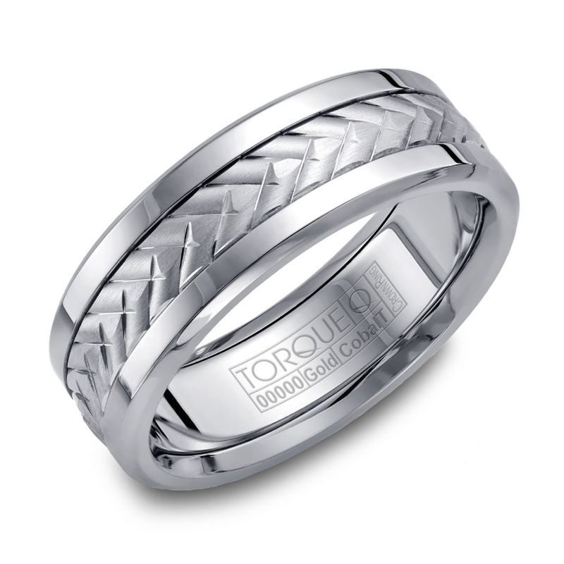 Cobalt and 14K White Gold 7.5mm Band