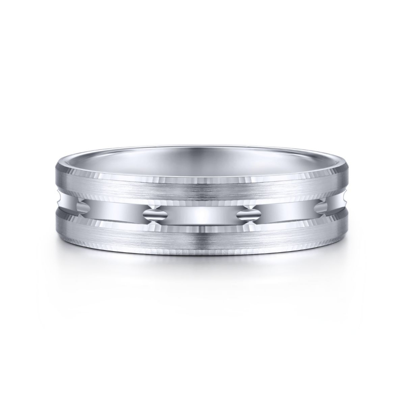 14K White Gold 6mm Center Channel Wedding Band