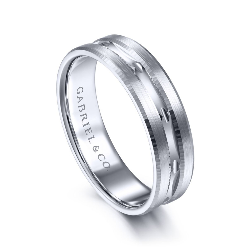14K White Gold 6mm Center Channel Wedding Band