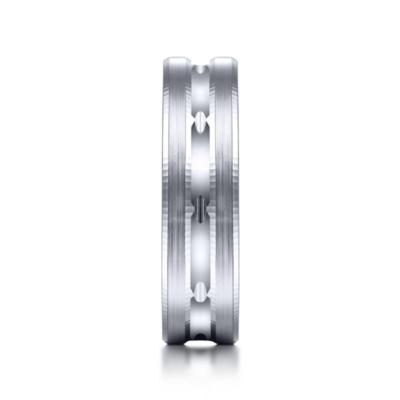 14K White Gold 6mm Center Channel Wedding Band