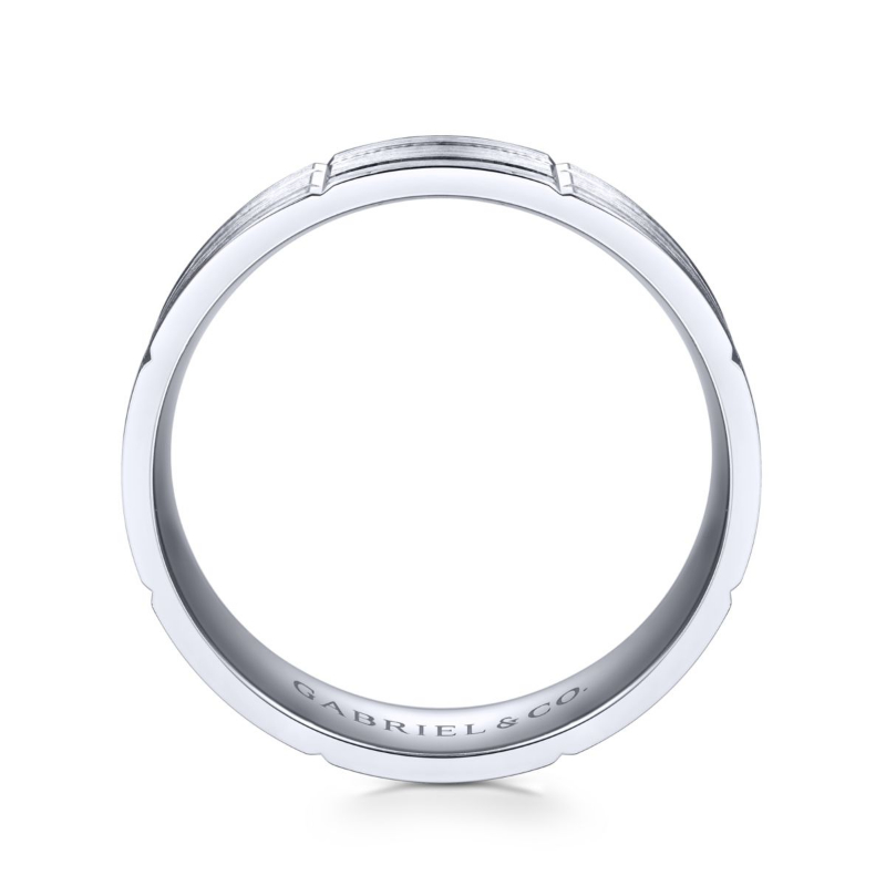 14K White Gold 6mm Carved Channel Wedding Band