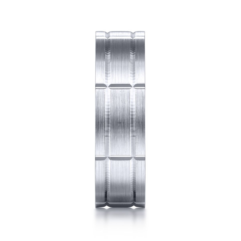 14K White Gold 6mm Carved Channel Wedding Band