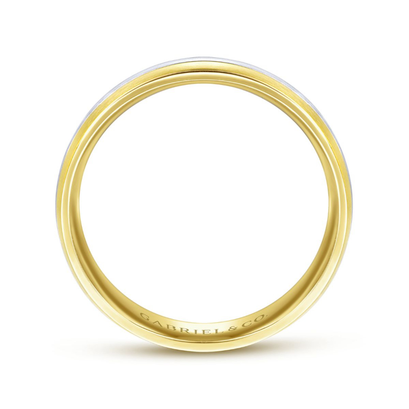 14K Two Tone 6mm Satin Finish Wedding Band