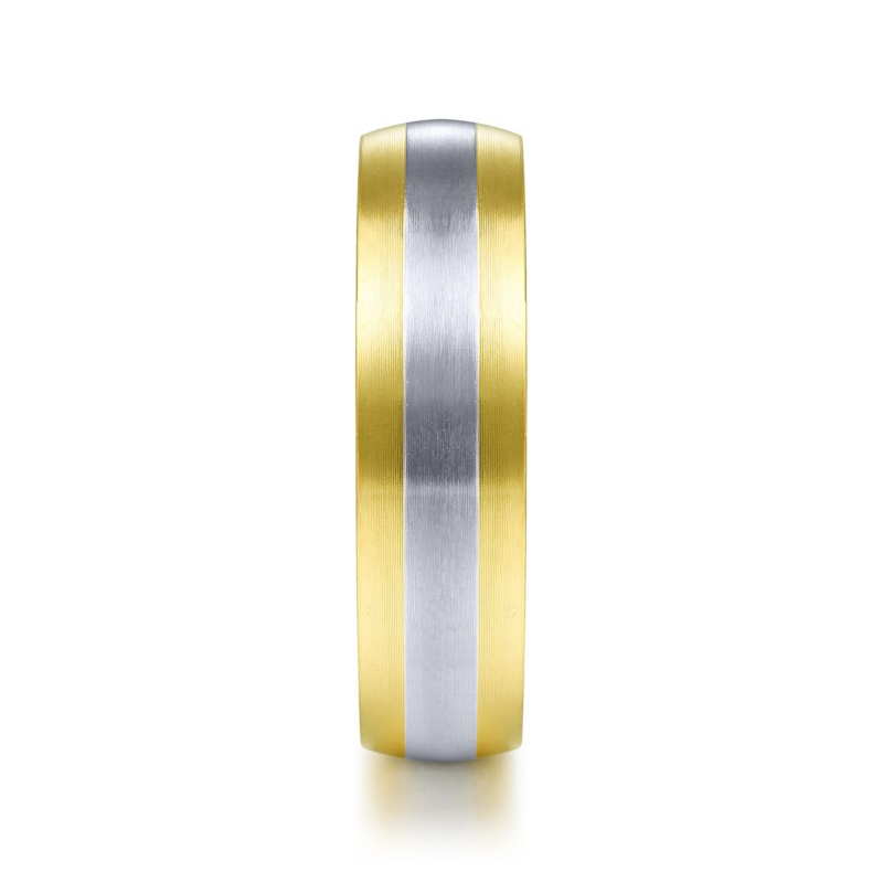 14K Two Tone 6mm Satin Finish Wedding Band