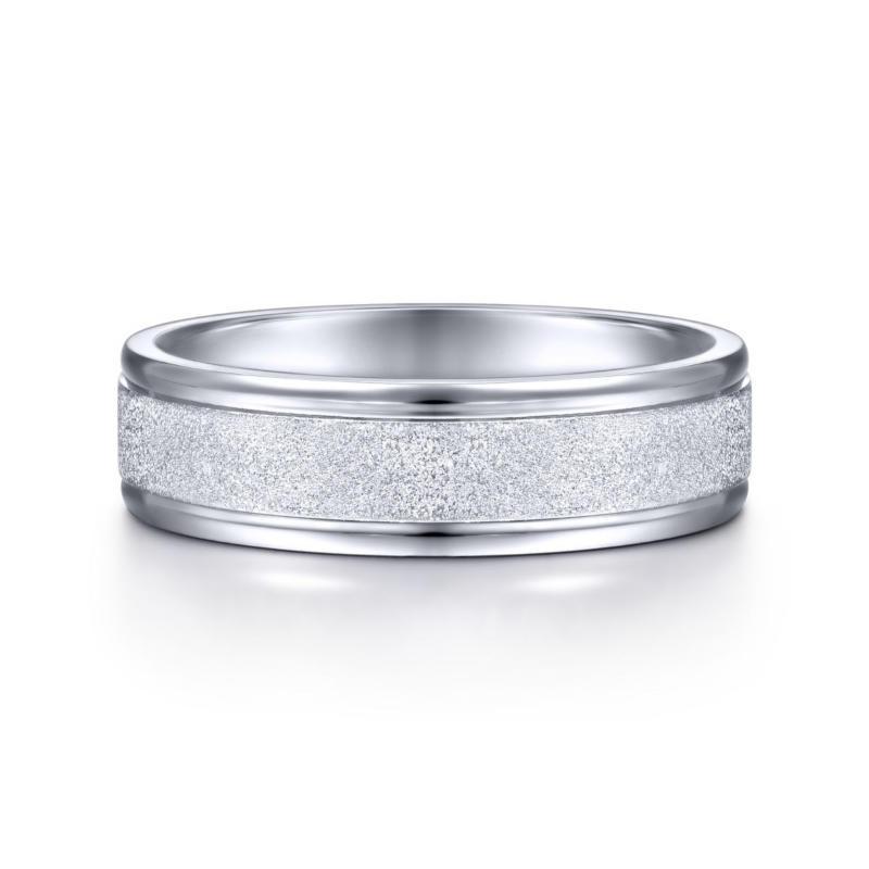 14K White Gold 6mm Sandblast Wedding Band