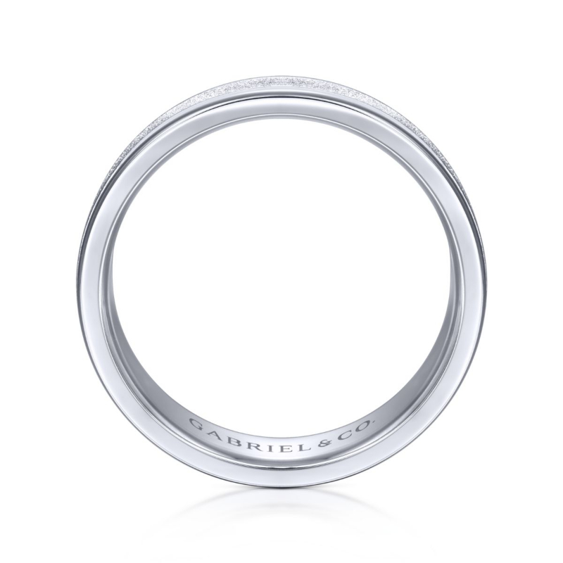 14K White Gold 6mm Sandblast Wedding Band