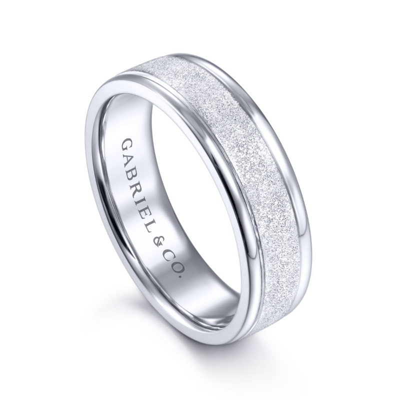 14K White Gold 6mm Sandblast Wedding Band