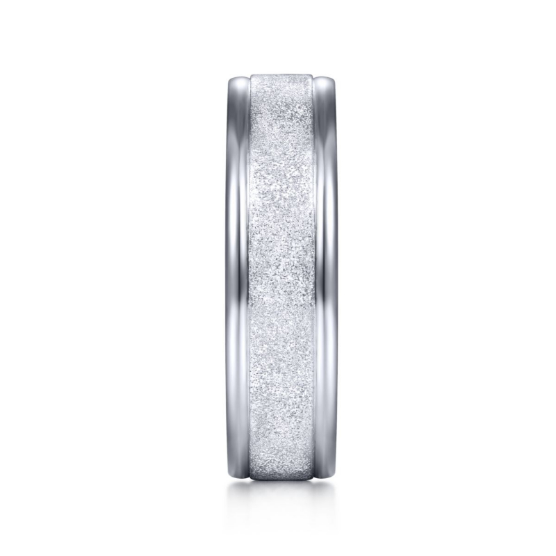 14K White Gold 6mm Sandblast Wedding Band