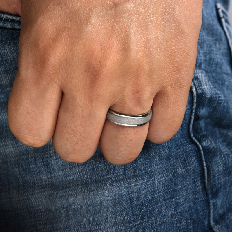 14K White Gold 6mm Sandblast Wedding Band