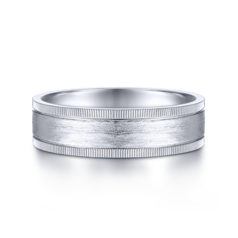 14K White Gold 6mm Sandblast Finish Wedding Band