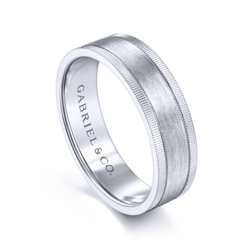14K White Gold 6mm Sandblast Finish Wedding Band