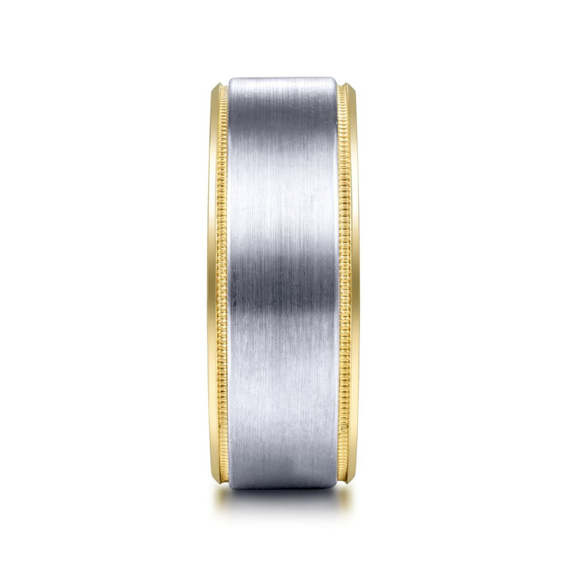 14K Two Tone 8mm Satin Finish Wedding Band