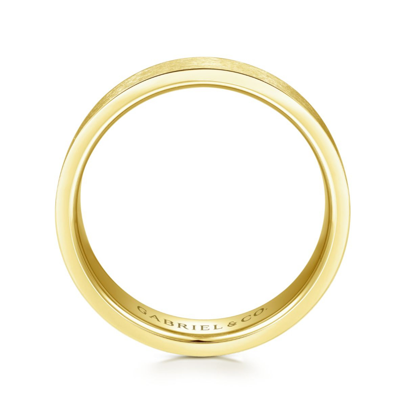 14K Yellow Gold 6mm Flat Brushed Wedding Band