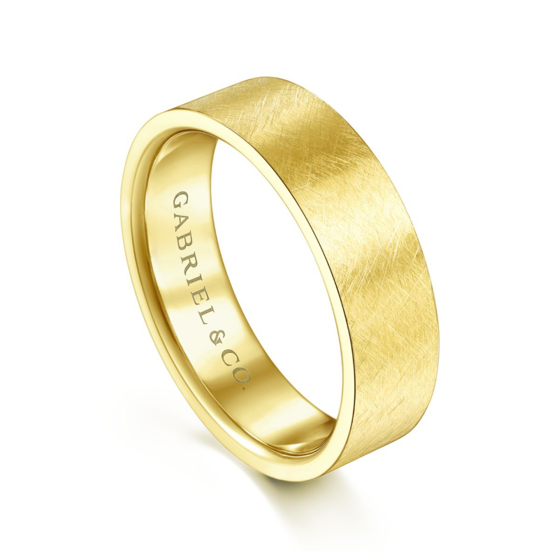 14K Yellow Gold 6mm Flat Brushed Wedding Band