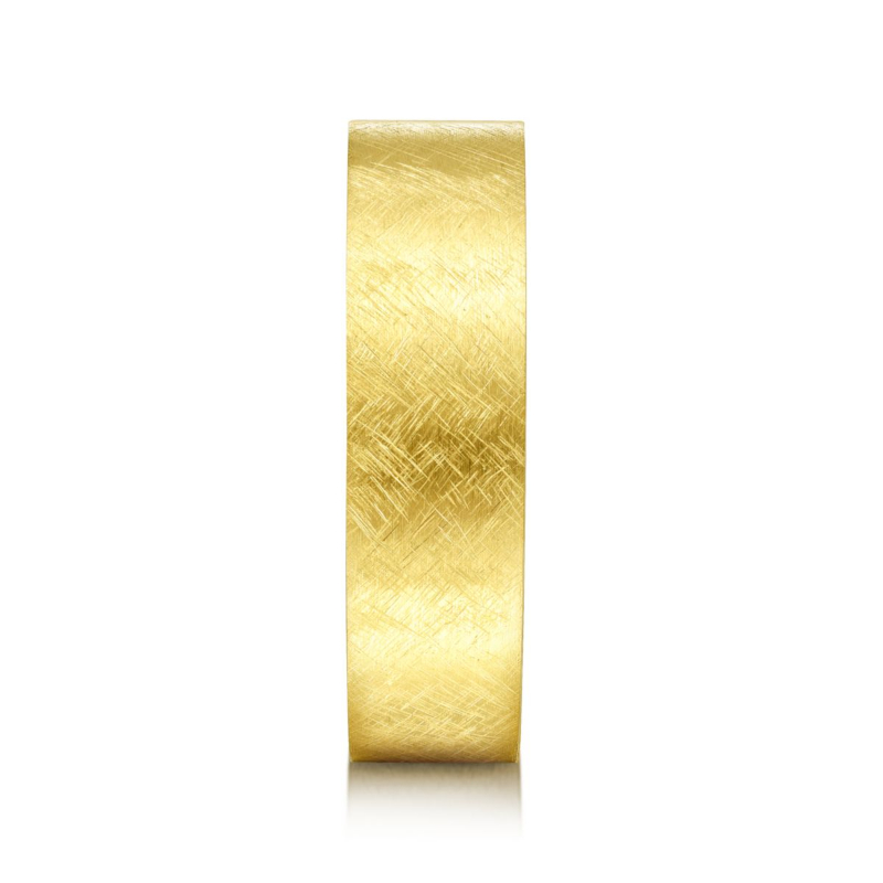 14K Yellow Gold 6mm Flat Brushed Wedding Band