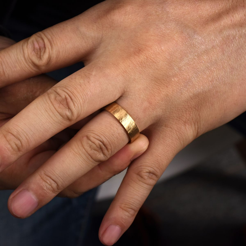 14K Yellow Gold 6mm Flat Brushed Wedding Band