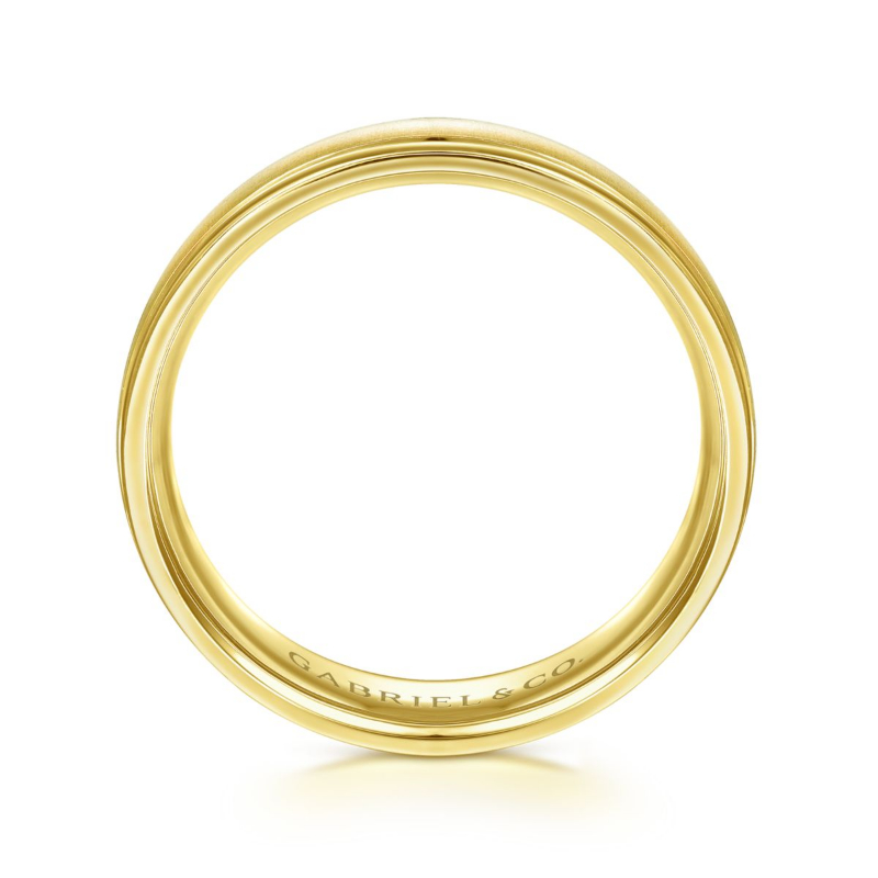 14K Yellow Gold 6mm Sanblast Center Polished Edge Wedding Band
