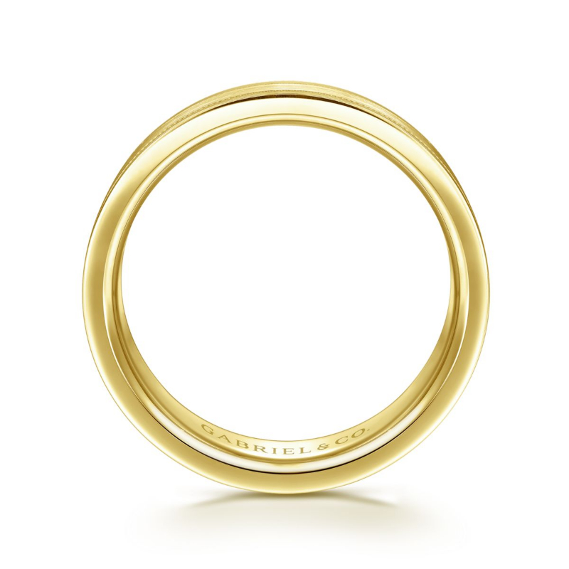 14K Yellow Gold 6mm Satin Milgrain Channel Wedding Band
