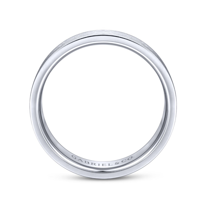 14K White Gold 6mm Flat Brushed Wedding Band
