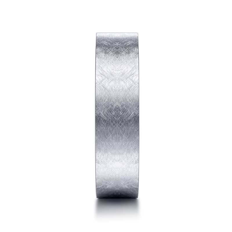 14K White Gold 6mm Flat Brushed Wedding Band