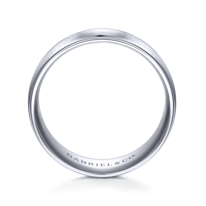 14K White Gold 8mm Satin Center Wedding Band