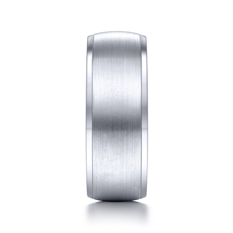 14K White Gold 8mm Satin Center Wedding Band