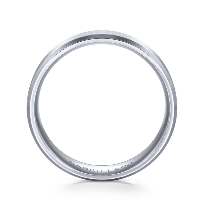 14K White Gold 6mm Beveled Edge Wedding Band