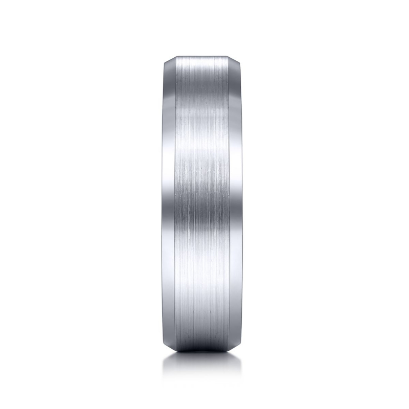 14K White Gold 6mm Beveled Edge Wedding Band