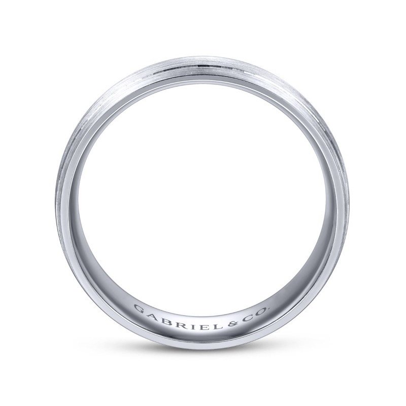 14K White Gold 7mm Satin Center Wedding Band
