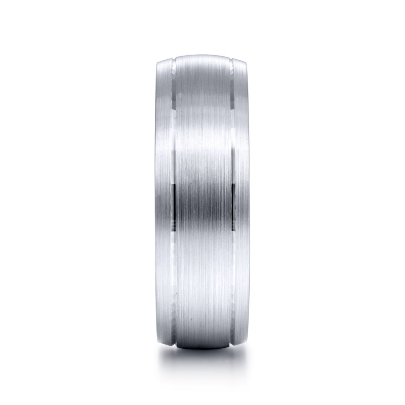 14K White Gold 7mm Satin Center Wedding Band