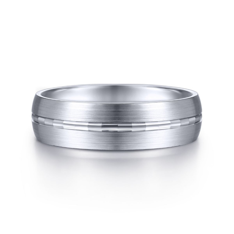 14K White Gold 6mm Satin Wedding Band