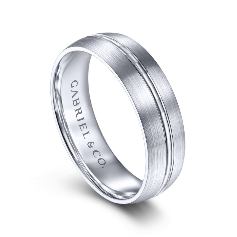 14K White Gold 6mm Satin Wedding Band