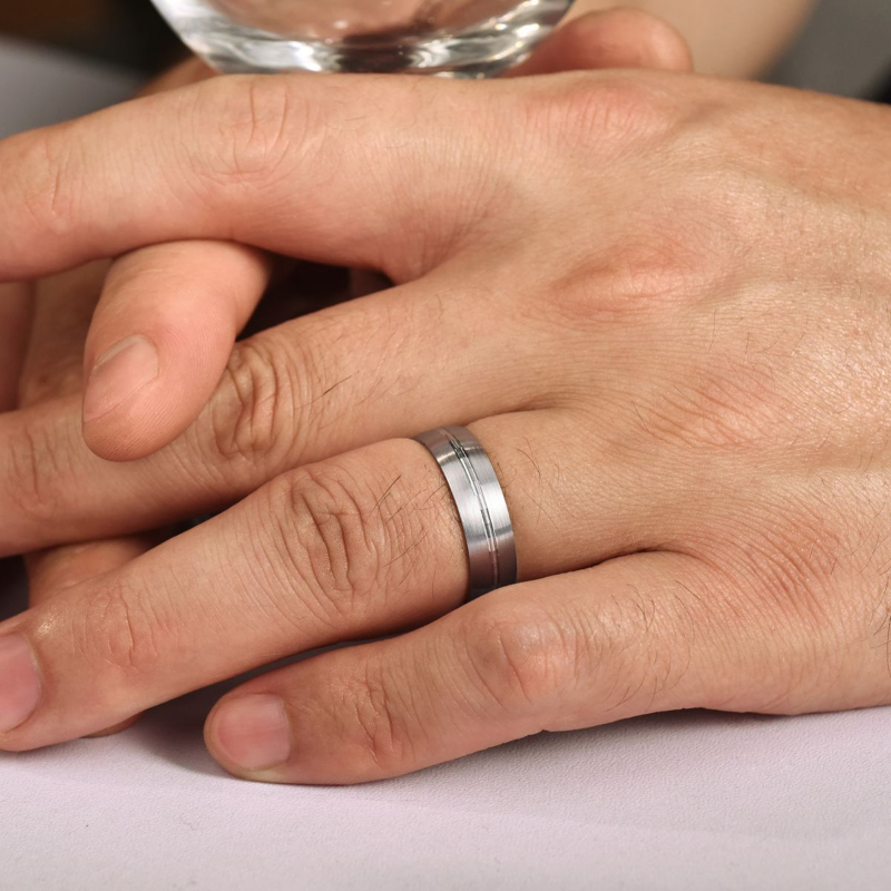 14K White Gold 6mm Satin Wedding Band