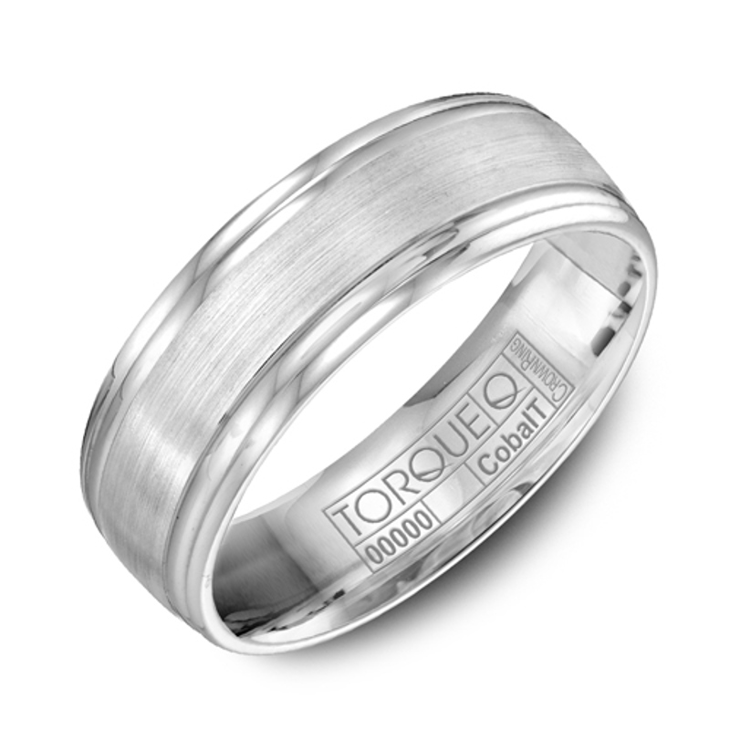 Cobalt 7mm Double Ridge Brushed Wedding Band