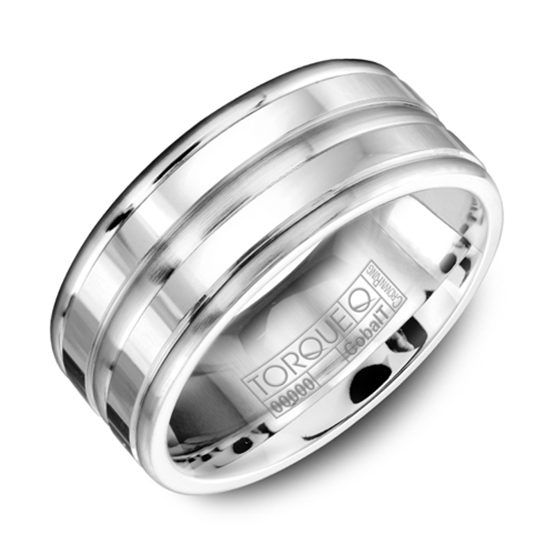 Cobalt 9mm Alternating Row Polished Wedding Band